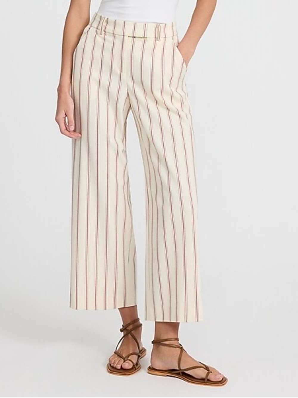 Express- Striped Mid Rise Ankle Trouser
